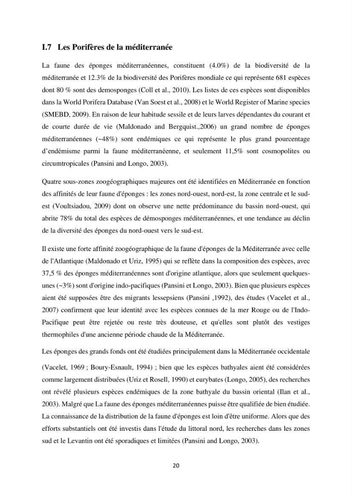 Elaboration d’un inventaire-référentiel national des Porifères de la côte algérienne: