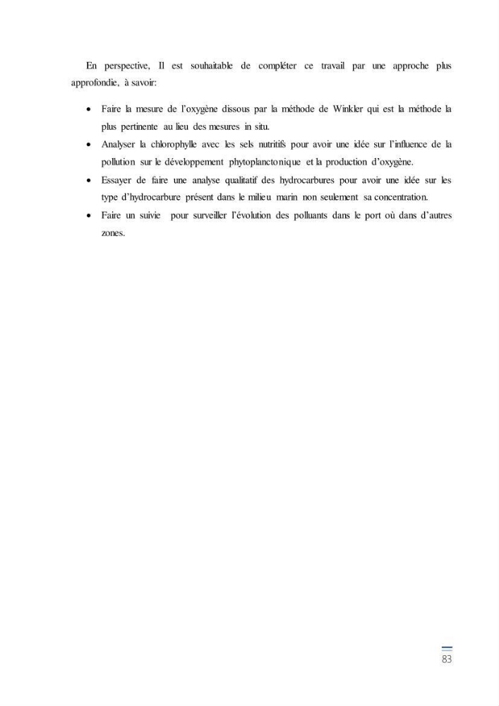 Evaluation de l\'étatt de la pollution des eaux superficielles du bassin Mustapha: Port d\'Alger