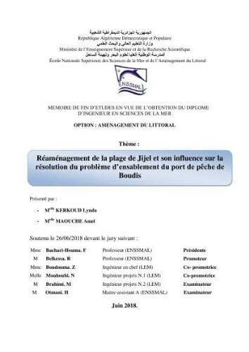 Réaménagement de la plage de Jijel et son influence sur la résolution du problème d’ensablement du port de pêche de Boudis: Réaménagement de la plage de Jijel et son influence sur la résolution du problème d’ensablement du port de pêche de Boudis: