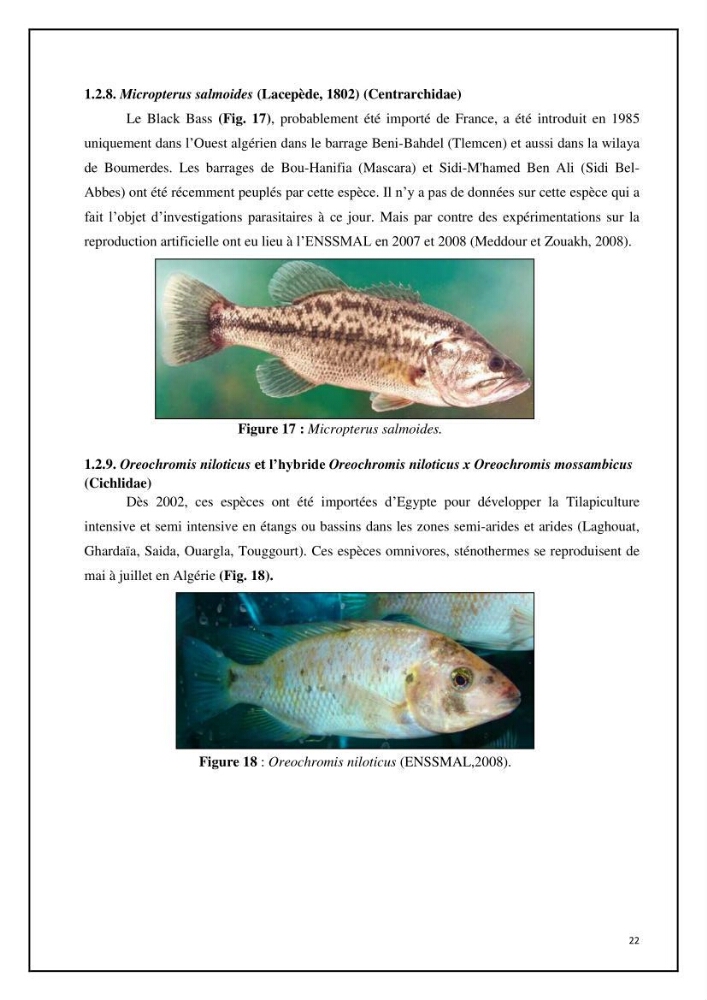 Inventaire de la parasitofaune des poissons dulcicoles d\'Algérie