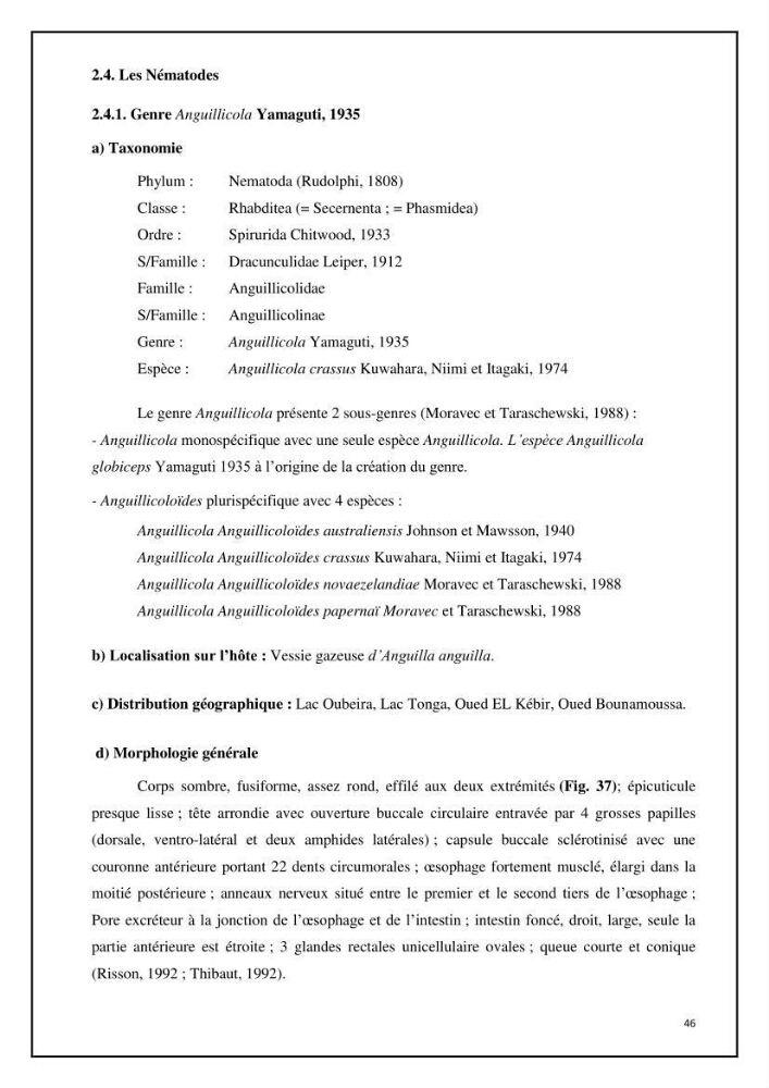 Inventaire de la parasitofaune des poissons dulcicoles d\'Algérie