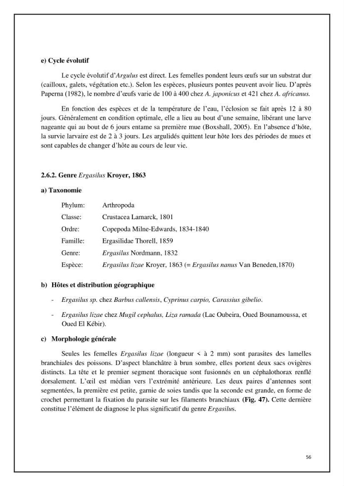 Inventaire de la parasitofaune des poissons dulcicoles d\'Algérie