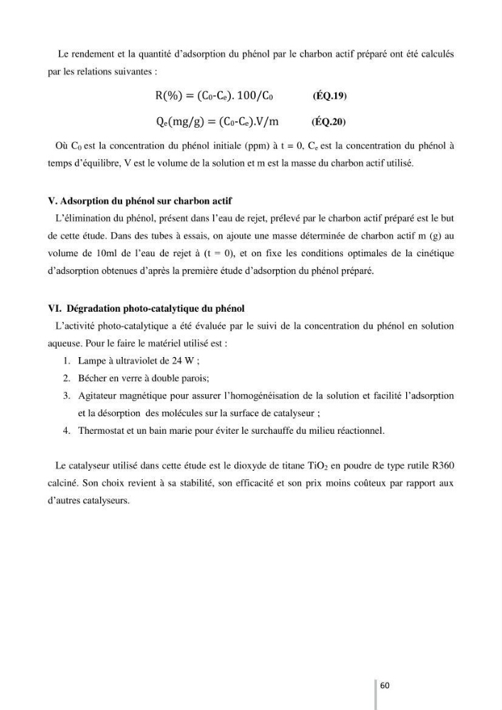 Etude de l’efficacité de la dégradation des hydrocarbures aromatiques par combinaison entre l’adsorption sur charbon actif et la photocatalyse hétérogène dans les eaux huileuses (Raffinerie d’Alger):