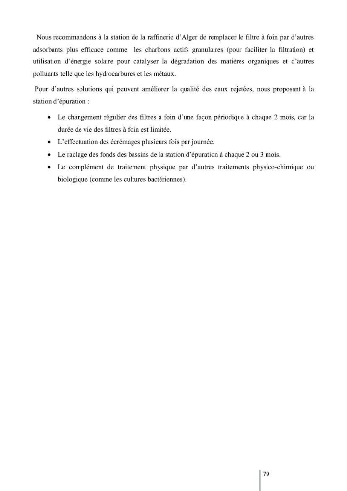 Etude de l’efficacité de la dégradation des hydrocarbures aromatiques par combinaison entre l’adsorption sur charbon actif et la photocatalyse hétérogène dans les eaux huileuses (Raffinerie d’Alger):