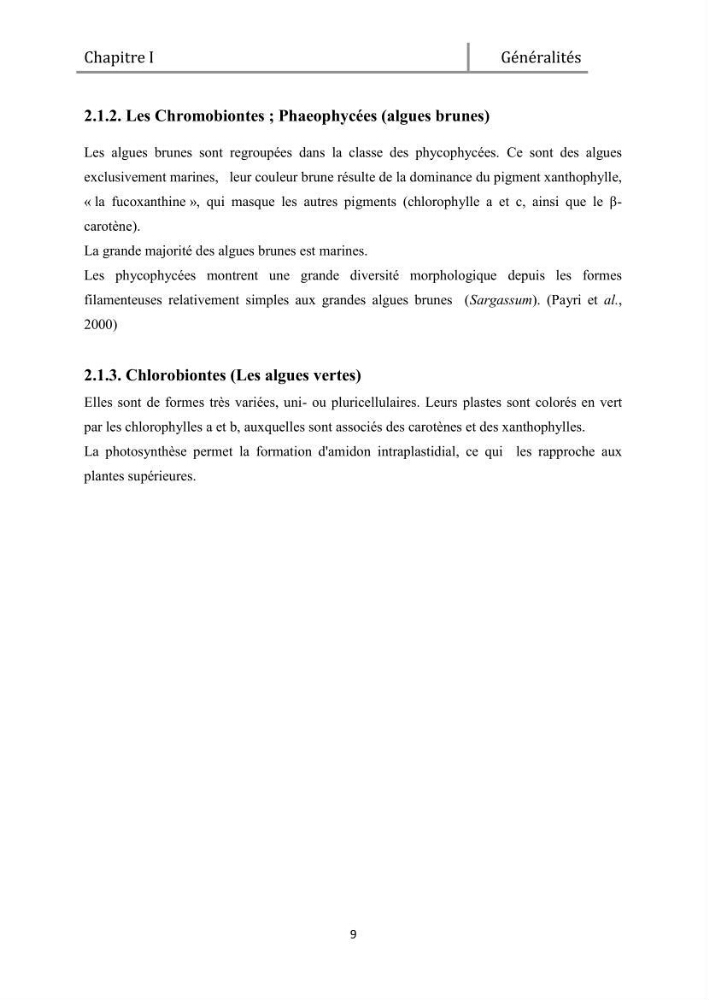 Recherche des espèces algales à intérêt aquacole dans la région de Tipaza: utilisation et valorisation