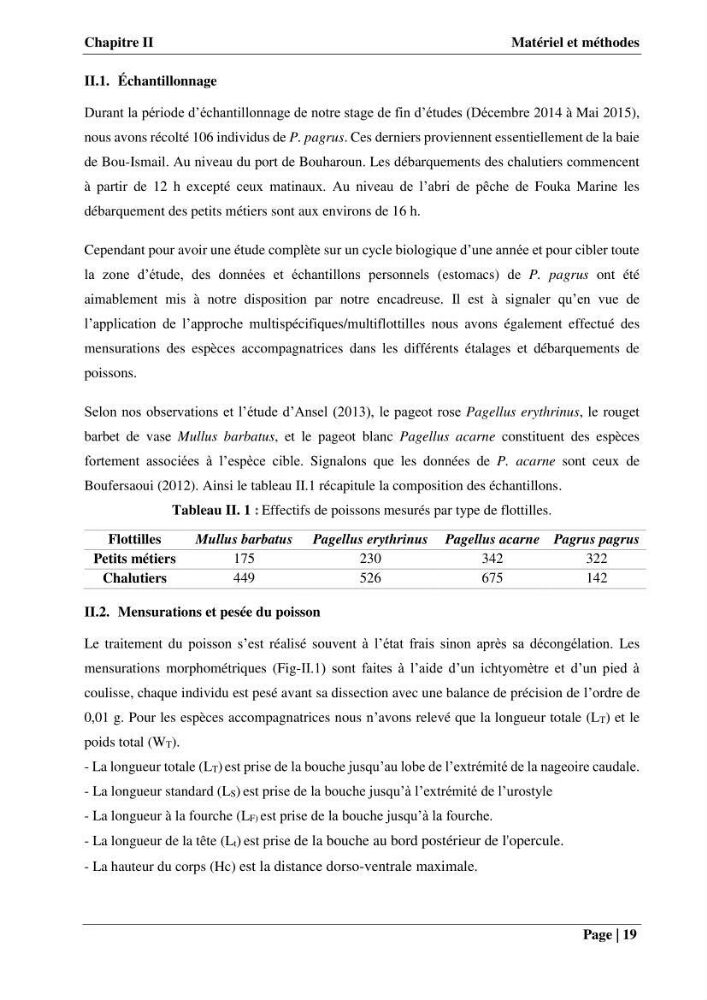 Contribution à la connaissance du pagre commun Pagrus pagrus (Linnaeus, 1758) de la région centre algérienne: Régime alimentaire, dynamique de la population et évalution du stock