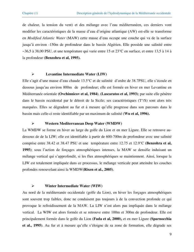 Etude de la circulation hydrologique dans la partie Est du Bassin Algérien (Chlef-Oran)