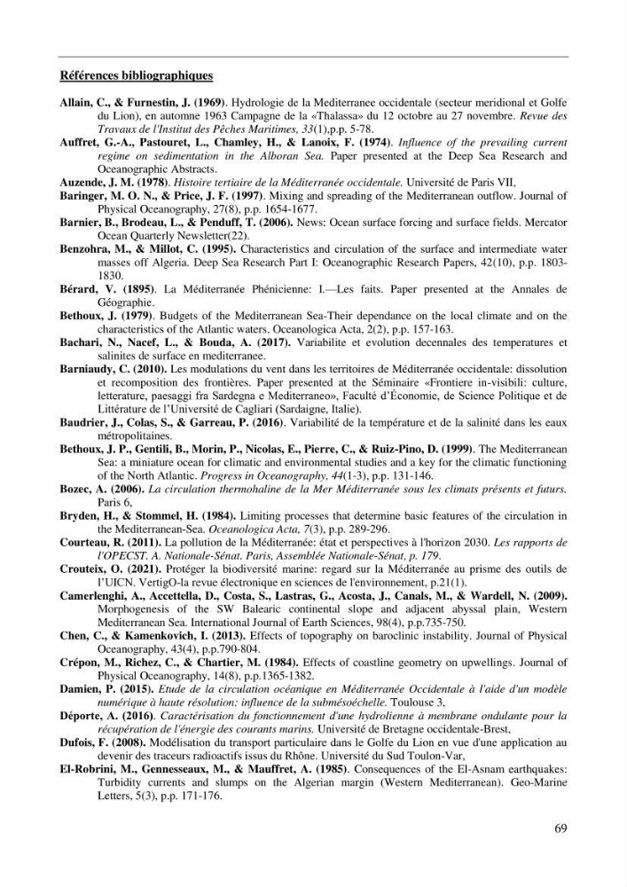 Etude de la circulation hydrologique dans la partie Est du Bassin Algérien (Chlef-Oran)