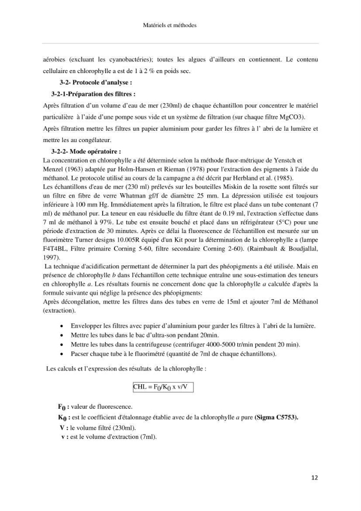 Les paramétres physico-chimiques et biologiques de la zone Ouest de Sidi-Fredj