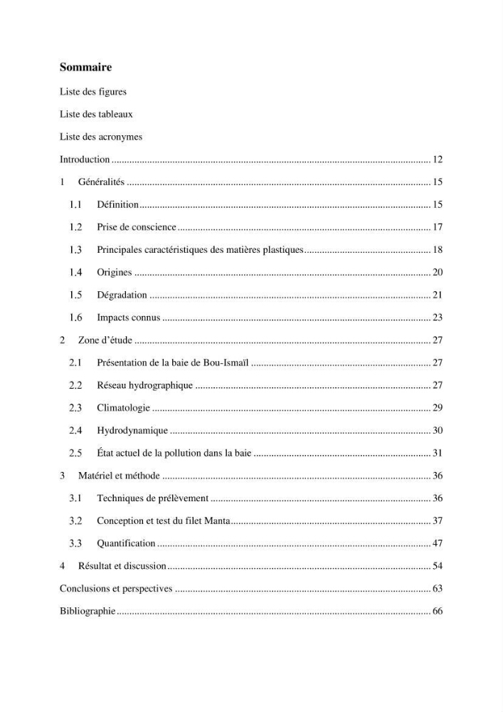 Contribution à l\'étude de la pollution par les micro-plastiques dans la baie de Bou-Ismail