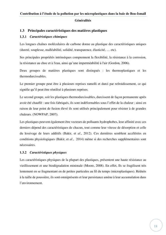 Contribution à l\'étude de la pollution par les micro-plastiques dans la baie de Bou-Ismail