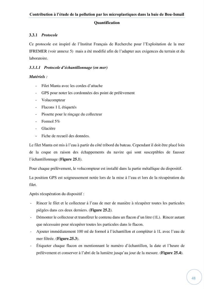 Contribution à l\'étude de la pollution par les micro-plastiques dans la baie de Bou-Ismail