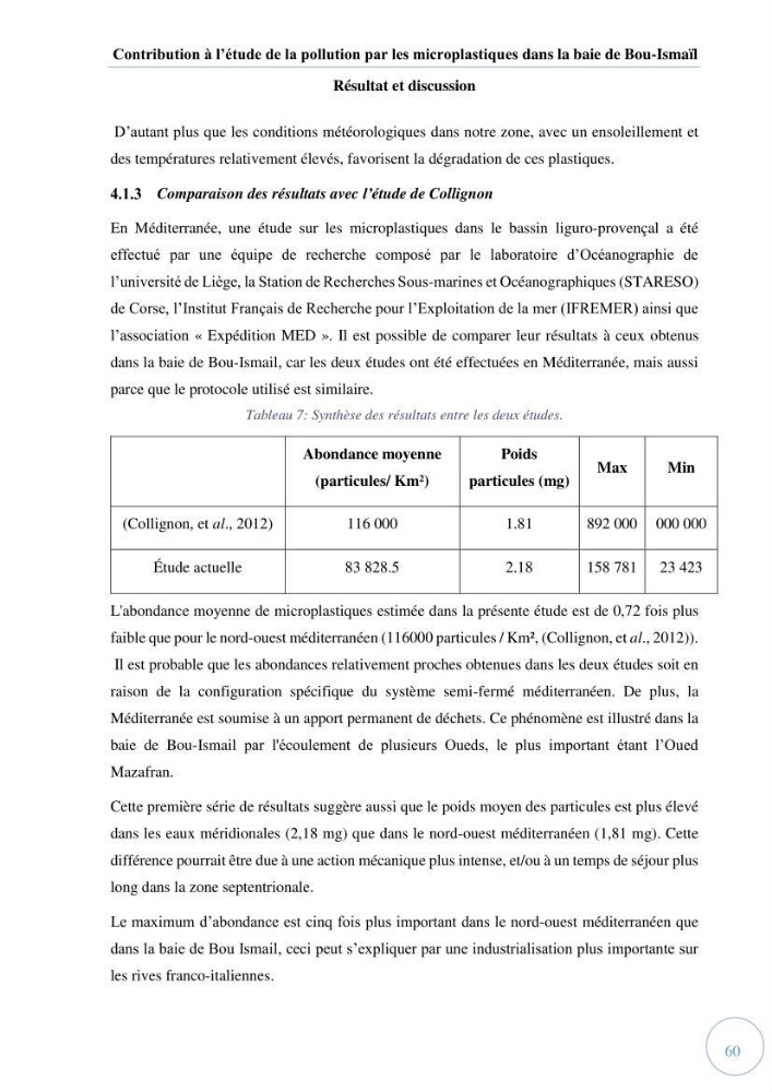 Contribution à l\'étude de la pollution par les micro-plastiques dans la baie de Bou-Ismail