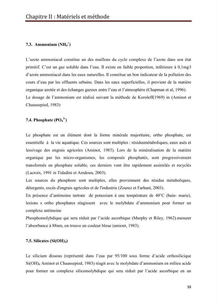 Etude hydrobiologique du barrage de Babar (wilaya de Khenchla)