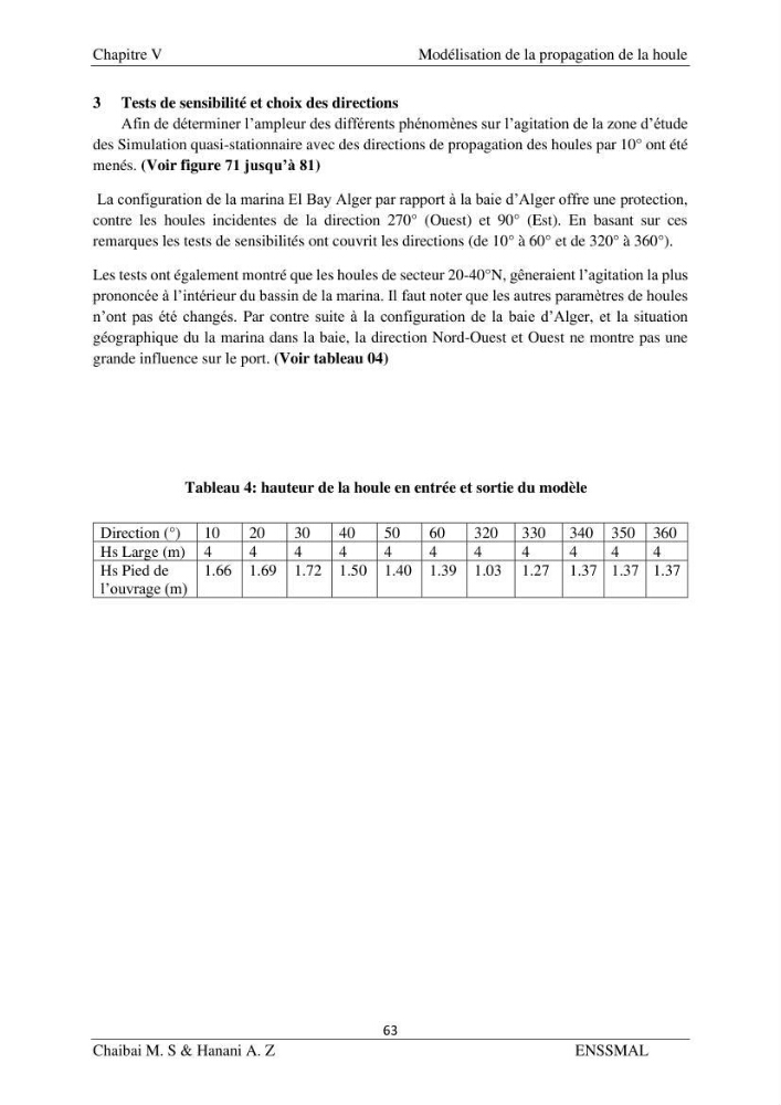 Modélisation hydrodynamique et étude d’agitation: (Cas de la Marina Bay D’Alger)