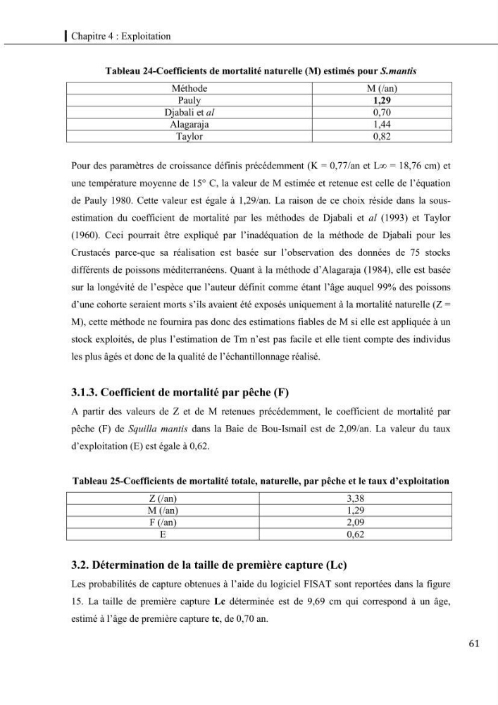 Contribution a l\'étude du régime alimentaire, de la croissance et de l\'exploitation de la squille squilla mantis linnaeus ,1758 dans la baie de bou-ismail.: