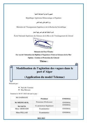 Modélisation de l'agitation des vagues dans le port d'Alger: application du modèle Telemac Modélisation de l'agitation des vagues dans le port d'Alger: application du modèle Telemac