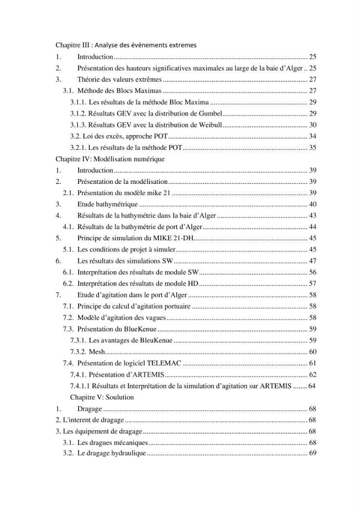 Modélisation de l\'agitation des vagues dans le port d\'Alger: application du modèle Telemac