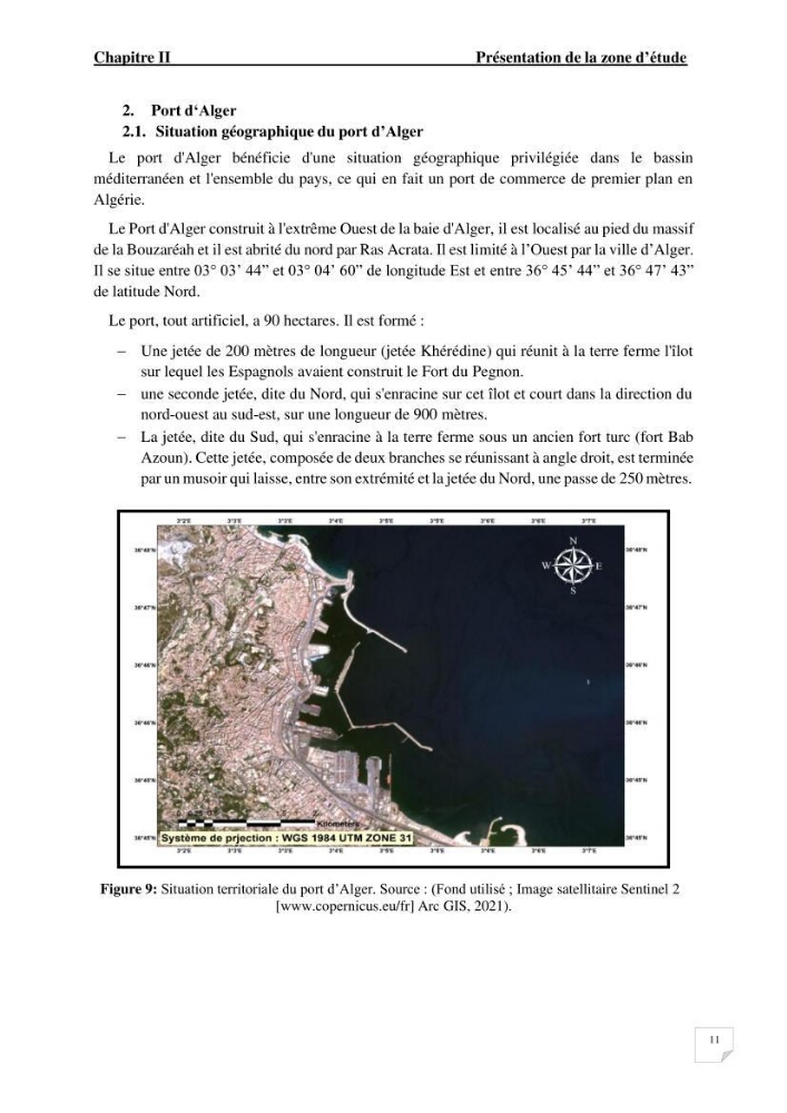 Modélisation de l\'agitation des vagues dans le port d\'Alger: application du modèle Telemac