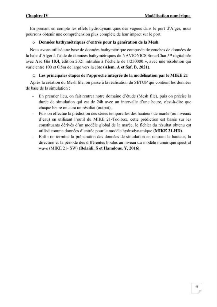 Modélisation de l\'agitation des vagues dans le port d\'Alger: application du modèle Telemac