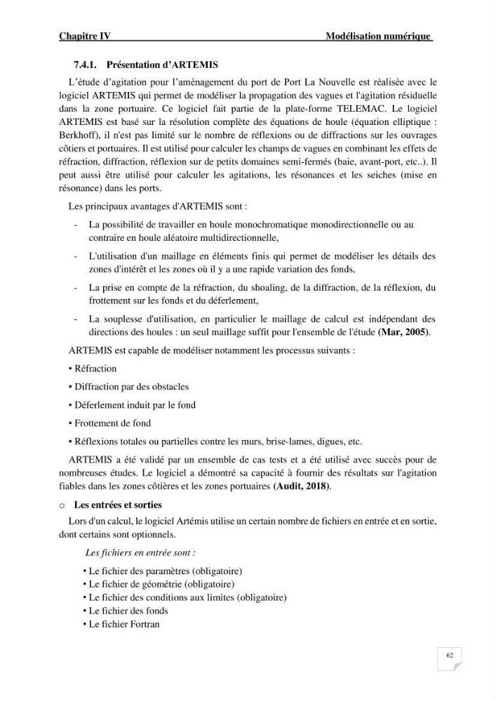 Modélisation de l\'agitation des vagues dans le port d\'Alger: application du modèle Telemac