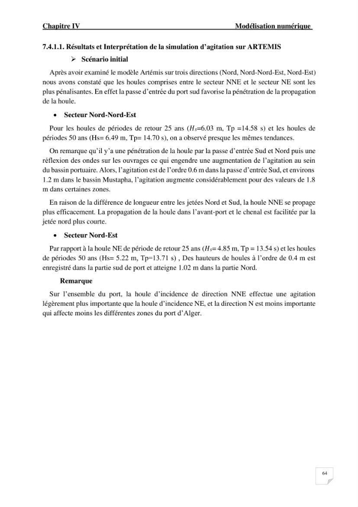 Modélisation de l\'agitation des vagues dans le port d\'Alger: application du modèle Telemac