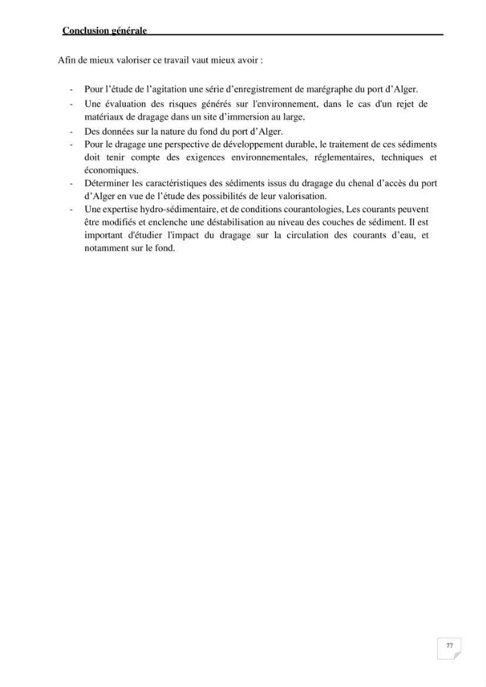 Modélisation de l\'agitation des vagues dans le port d\'Alger: application du modèle Telemac