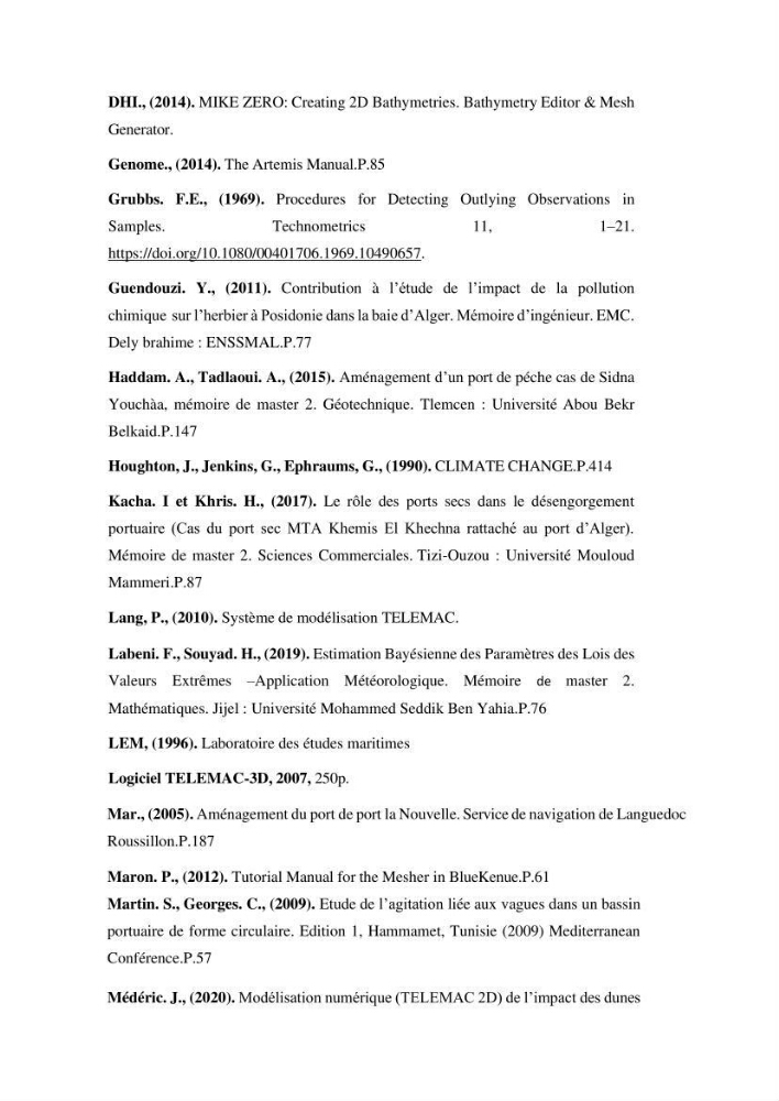 Modélisation de l\'agitation des vagues dans le port d\'Alger: application du modèle Telemac