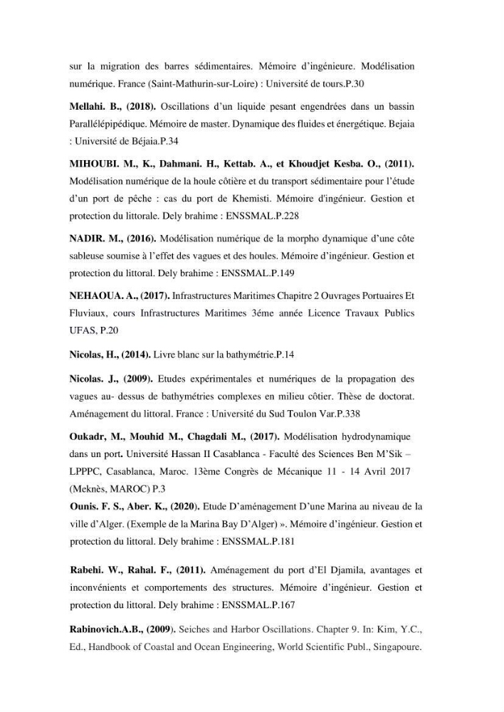 Modélisation de l\'agitation des vagues dans le port d\'Alger: application du modèle Telemac