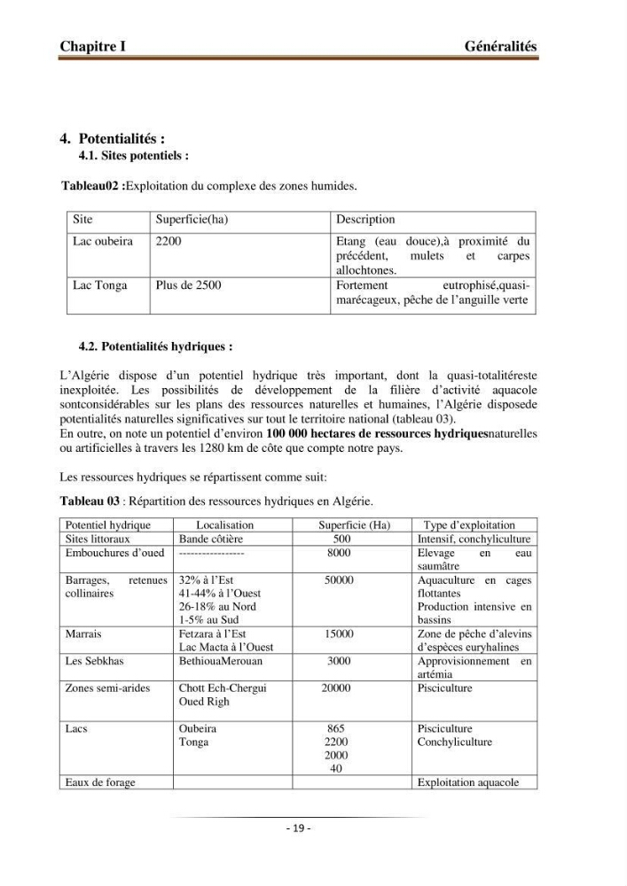 Développement de l\'aquaculture continentale: pisciculture,crevetticulture et pêche continentale en Algérie