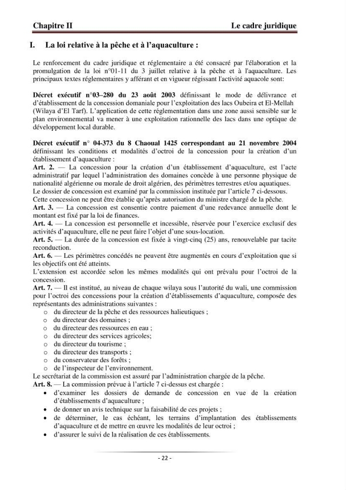 Développement de l\'aquaculture continentale: pisciculture,crevetticulture et pêche continentale en Algérie
