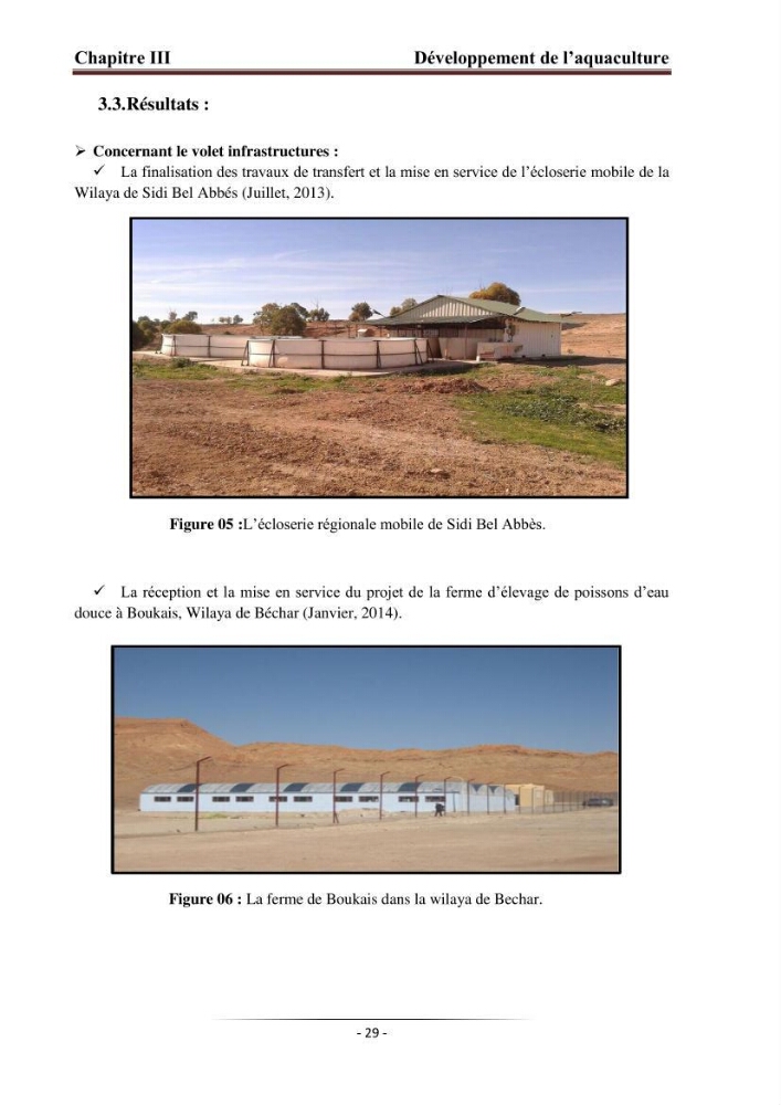 Développement de l\'aquaculture continentale: pisciculture,crevetticulture et pêche continentale en Algérie