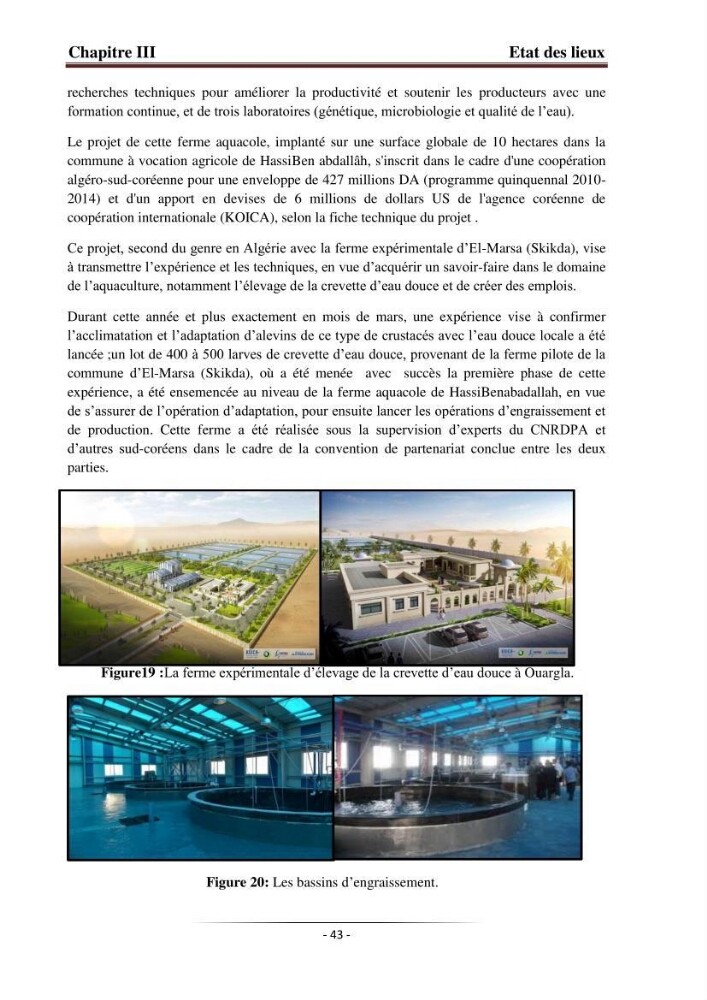 Développement de l\'aquaculture continentale: pisciculture,crevetticulture et pêche continentale en Algérie