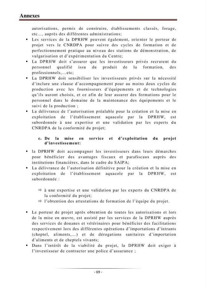 Développement de l\'aquaculture continentale: pisciculture,crevetticulture et pêche continentale en Algérie