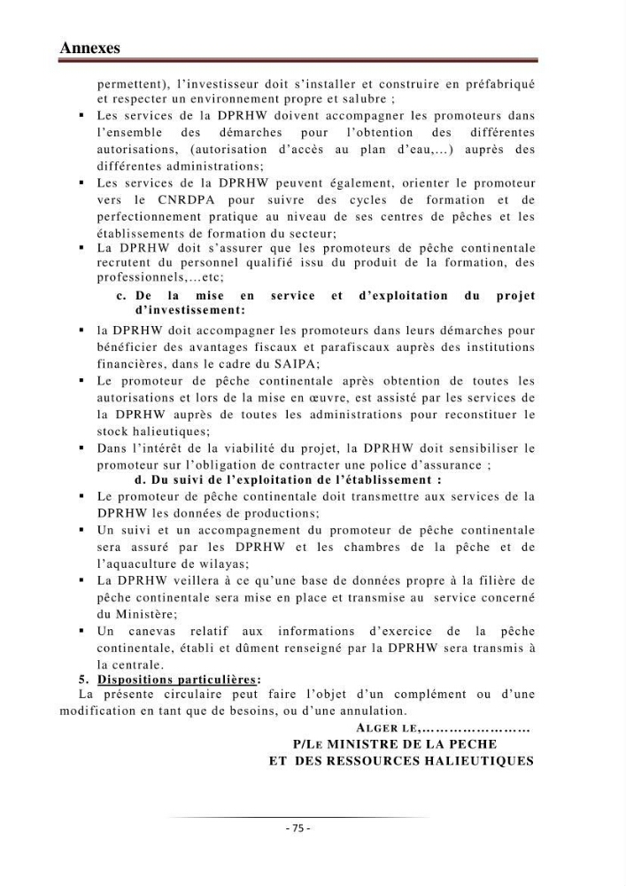 Développement de l\'aquaculture continentale: pisciculture,crevetticulture et pêche continentale en Algérie