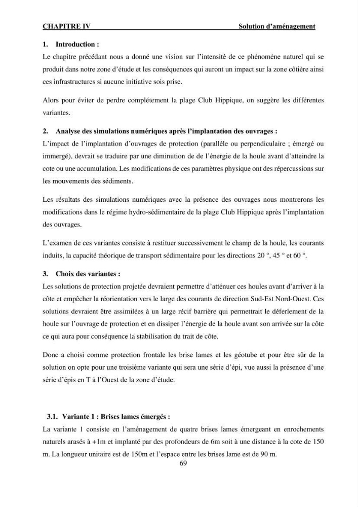 Etude de protection du rivage Club Hippique dans la willaya de Béjaïa: