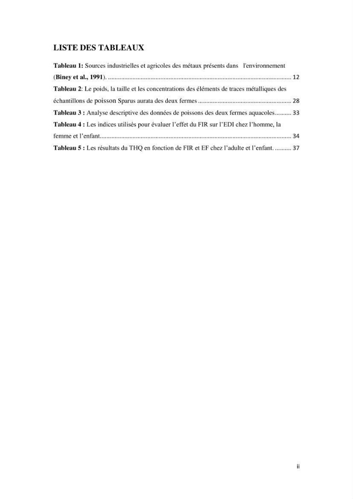 Evaluation du risque Sanitaire Assoié à la Consommation de la Daurade d’élevage Sparus aurata (Linnaeus ,1758)