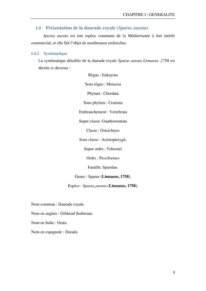 Evaluation du risque Sanitaire Assoié à la Consommation de la Daurade d’élevage Sparus aurata (Linnaeus ,1758)