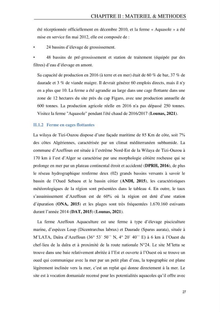 Evaluation du risque Sanitaire Assoié à la Consommation de la Daurade d’élevage Sparus aurata (Linnaeus ,1758)