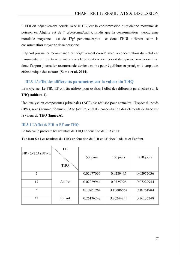 Evaluation du risque Sanitaire Assoié à la Consommation de la Daurade d’élevage Sparus aurata (Linnaeus ,1758)