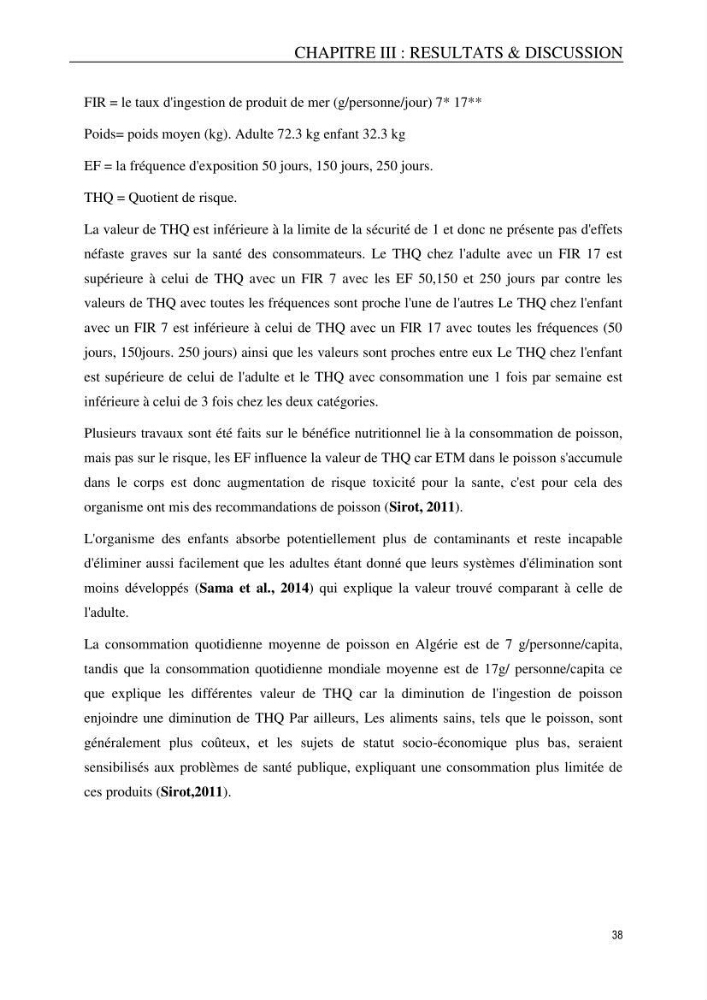 Evaluation du risque Sanitaire Assoié à la Consommation de la Daurade d’élevage Sparus aurata (Linnaeus ,1758)