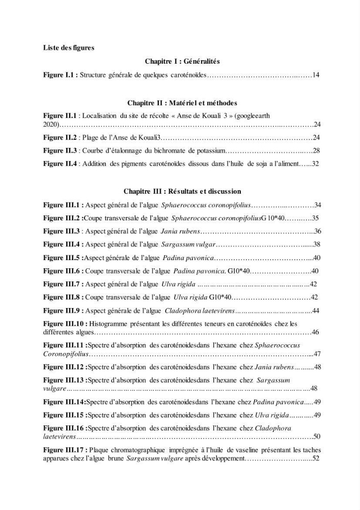 Contribution à l’élaboration d’un complément alimentaire algale destiné à l’amélioration de la pigmentation des poissons d’élevage :