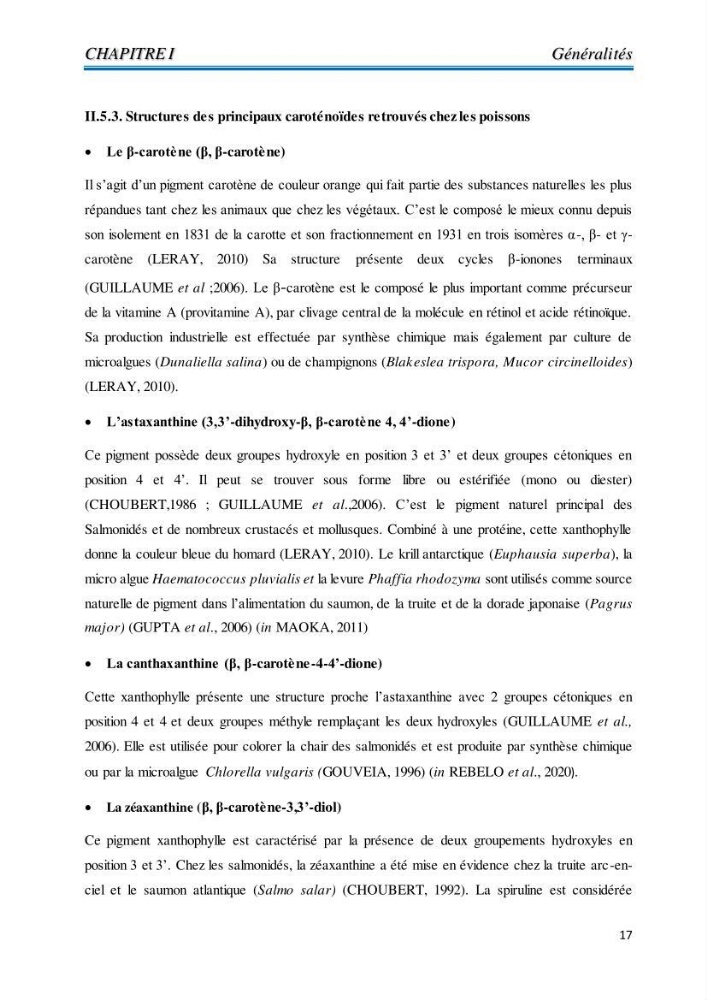 Contribution à l’élaboration d’un complément alimentaire algale destiné à l’amélioration de la pigmentation des poissons d’élevage :