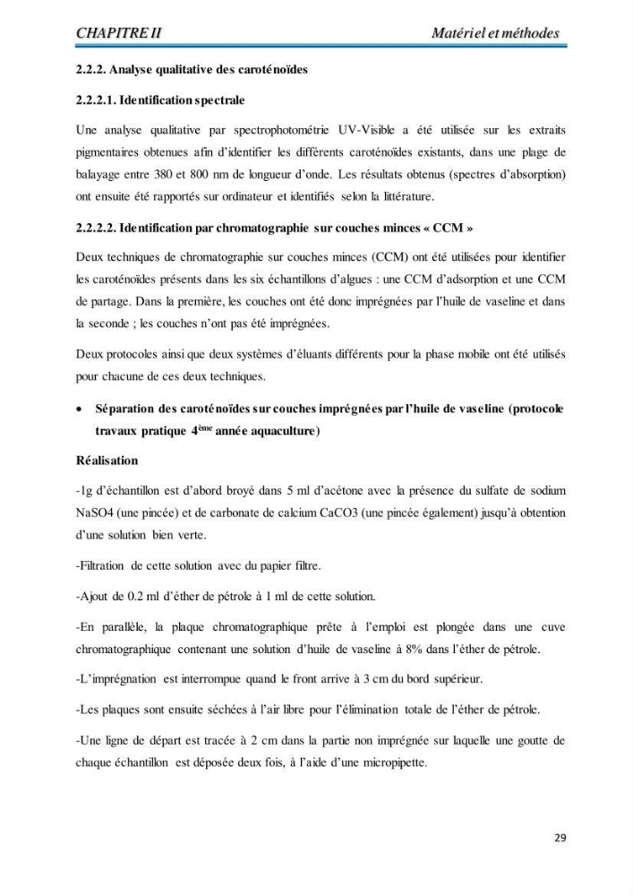 Contribution à l’élaboration d’un complément alimentaire algale destiné à l’amélioration de la pigmentation des poissons d’élevage :