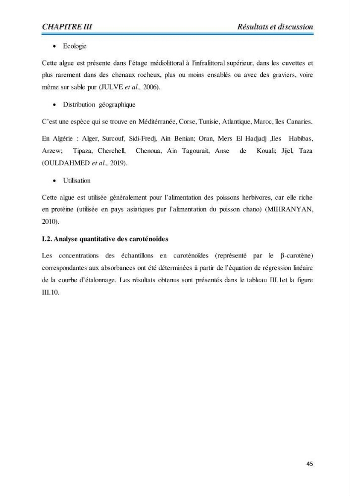Contribution à l’élaboration d’un complément alimentaire algale destiné à l’amélioration de la pigmentation des poissons d’élevage :