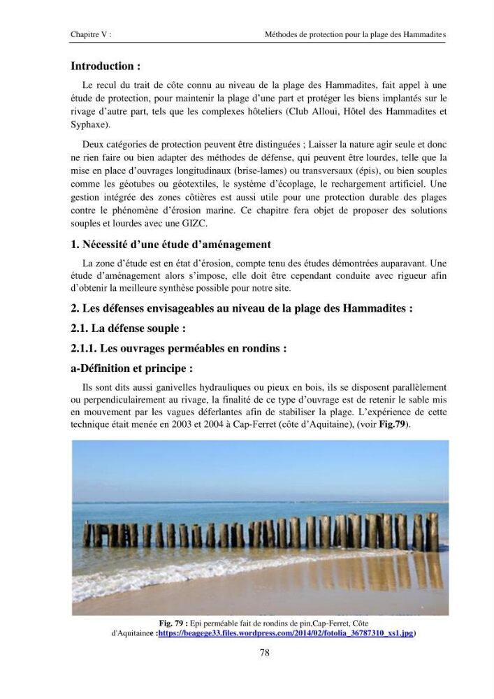 Variabilité spatio-temporelle d\'un littoral sableux; plage des Hammadites Bejaia: