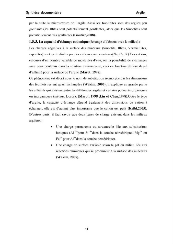 Elimination des métaux traces dans l\'eau par adsorption sur les matériaux argileux