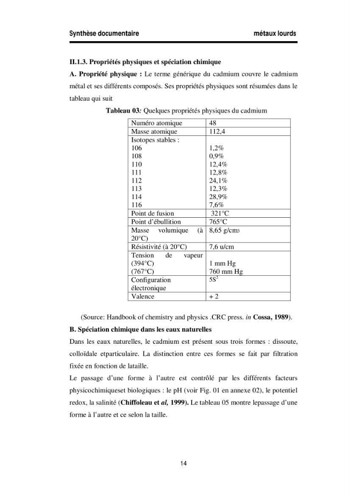 Elimination des métaux traces dans l\'eau par adsorption sur les matériaux argileux