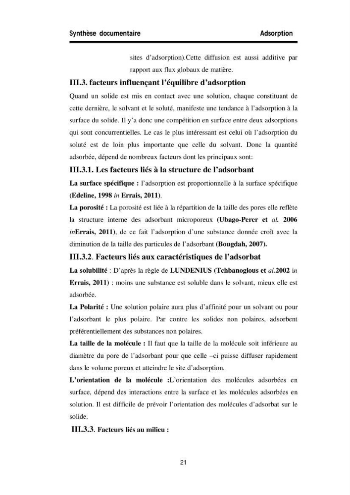 Elimination des métaux traces dans l\'eau par adsorption sur les matériaux argileux