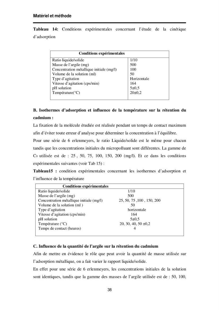 Elimination des métaux traces dans l\'eau par adsorption sur les matériaux argileux